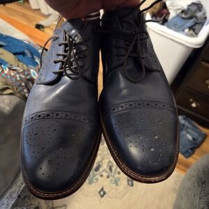 Men's Dark Blue Leather Oxford Shoes Joseph Abboud Size 11